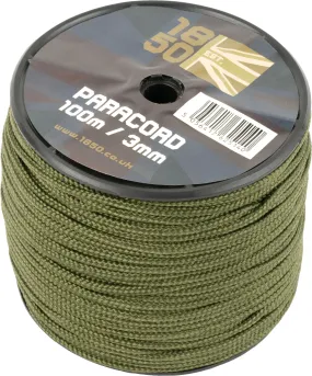 100m Paracord Reel - Olive Green - 3mm diameter