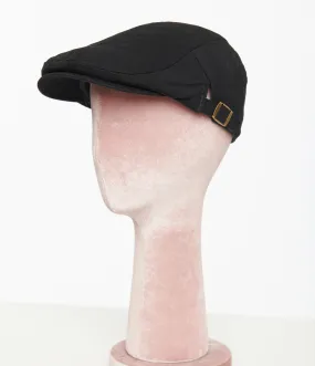 1930s Black Cotton Ivy Newsboy Cap