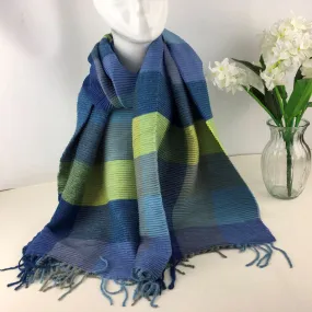 237-027- Square Print Scarf  - Blue