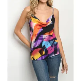 Abstract Cowl Neck Cami