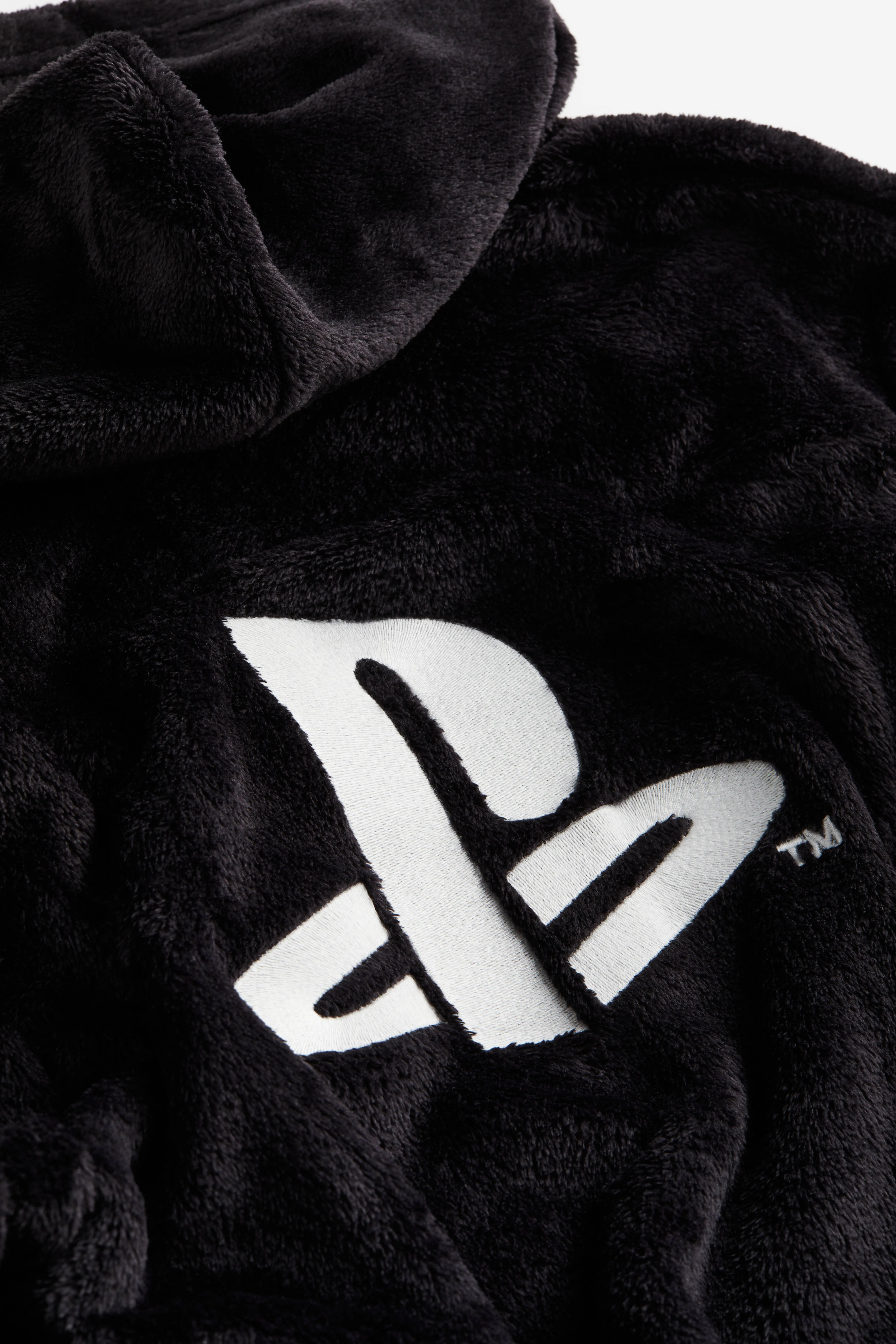 Appliquéd dressing gown - Long sleeve - Knee length - Black/PlayStation - Kids | H&M GB