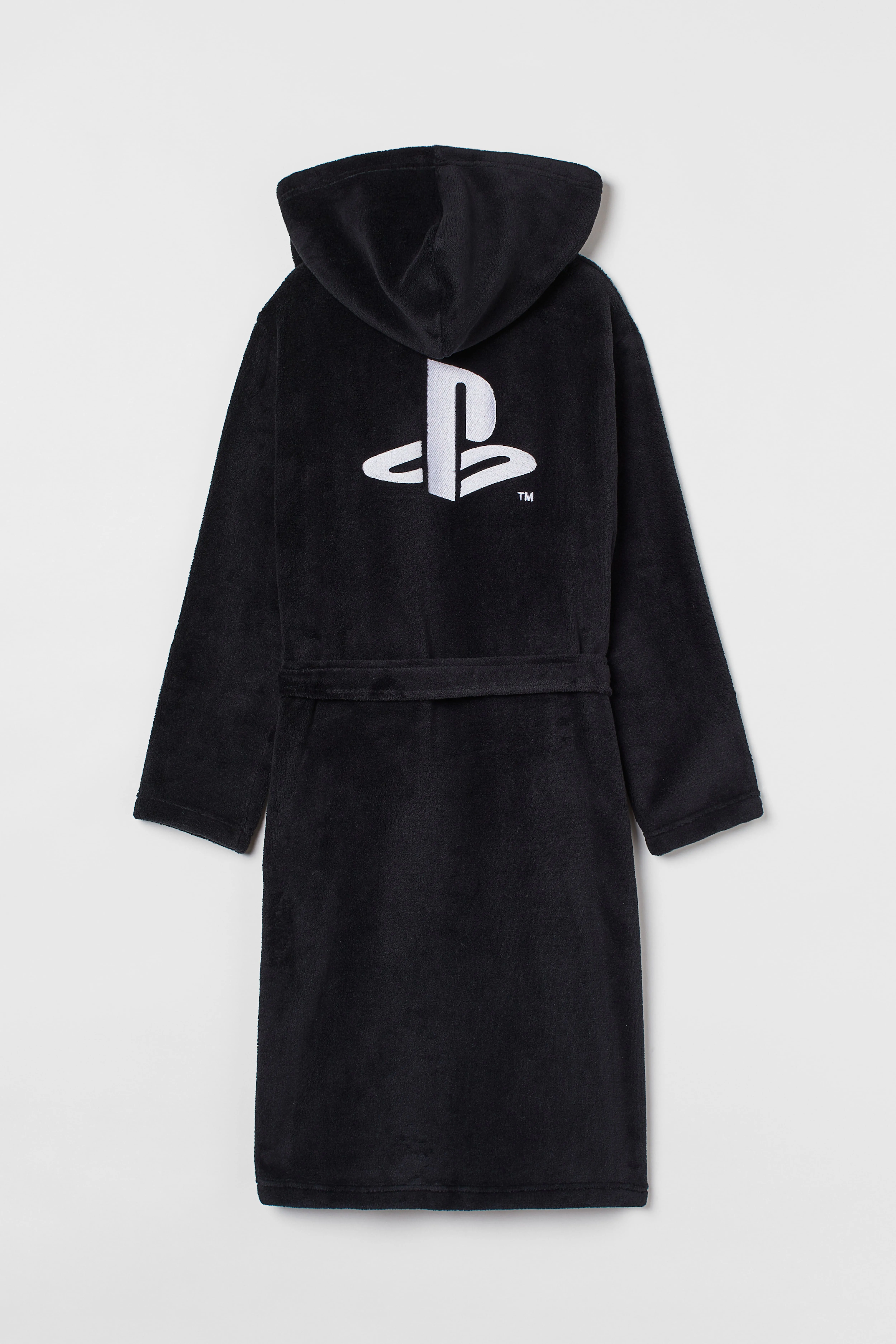 Appliquéd dressing gown - Long sleeve - Knee length - Black/PlayStation - Kids | H&M GB