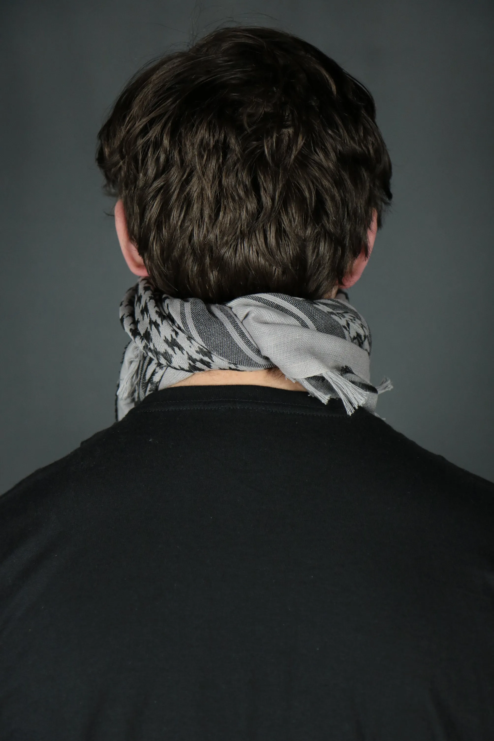 Arabic Sheik Print Shemagh Scarf | Black and Gray Face Scarf