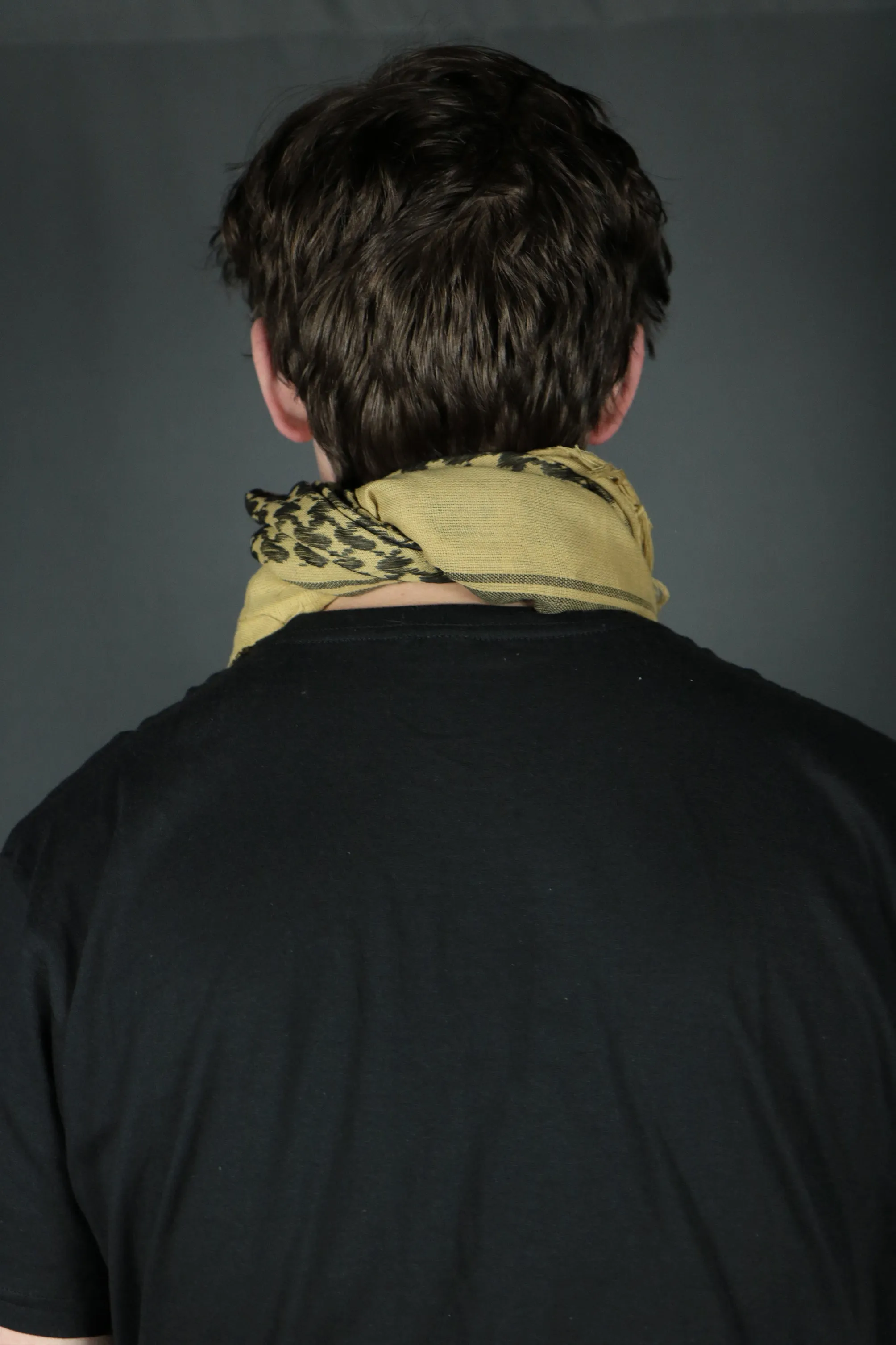 Arabic Sheik Print Shemagh Scarf | Black and Khaki Face Scarf