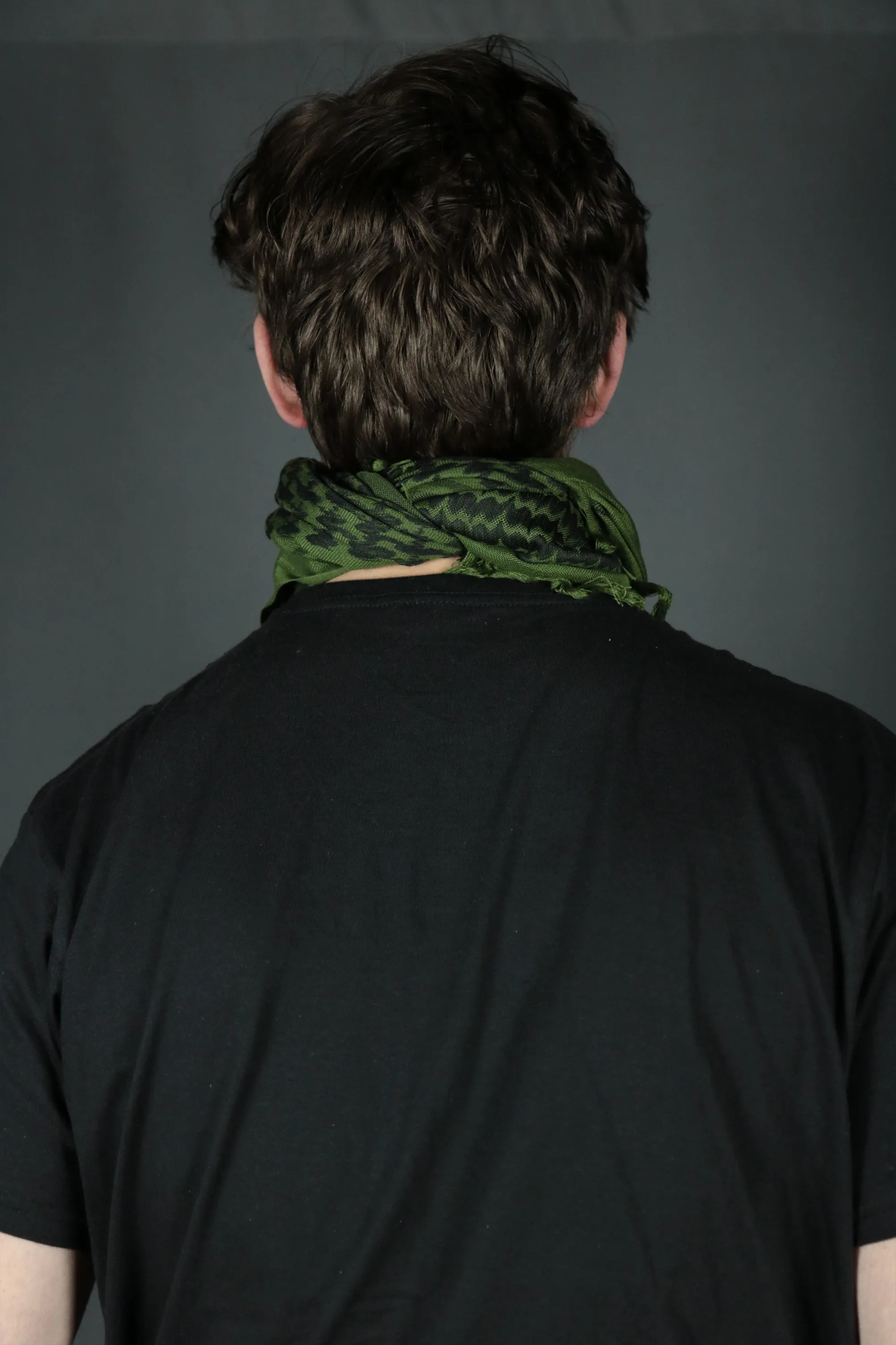 Arabic Sheik Print Shemagh Scarf | Black and Olive Face Scarf