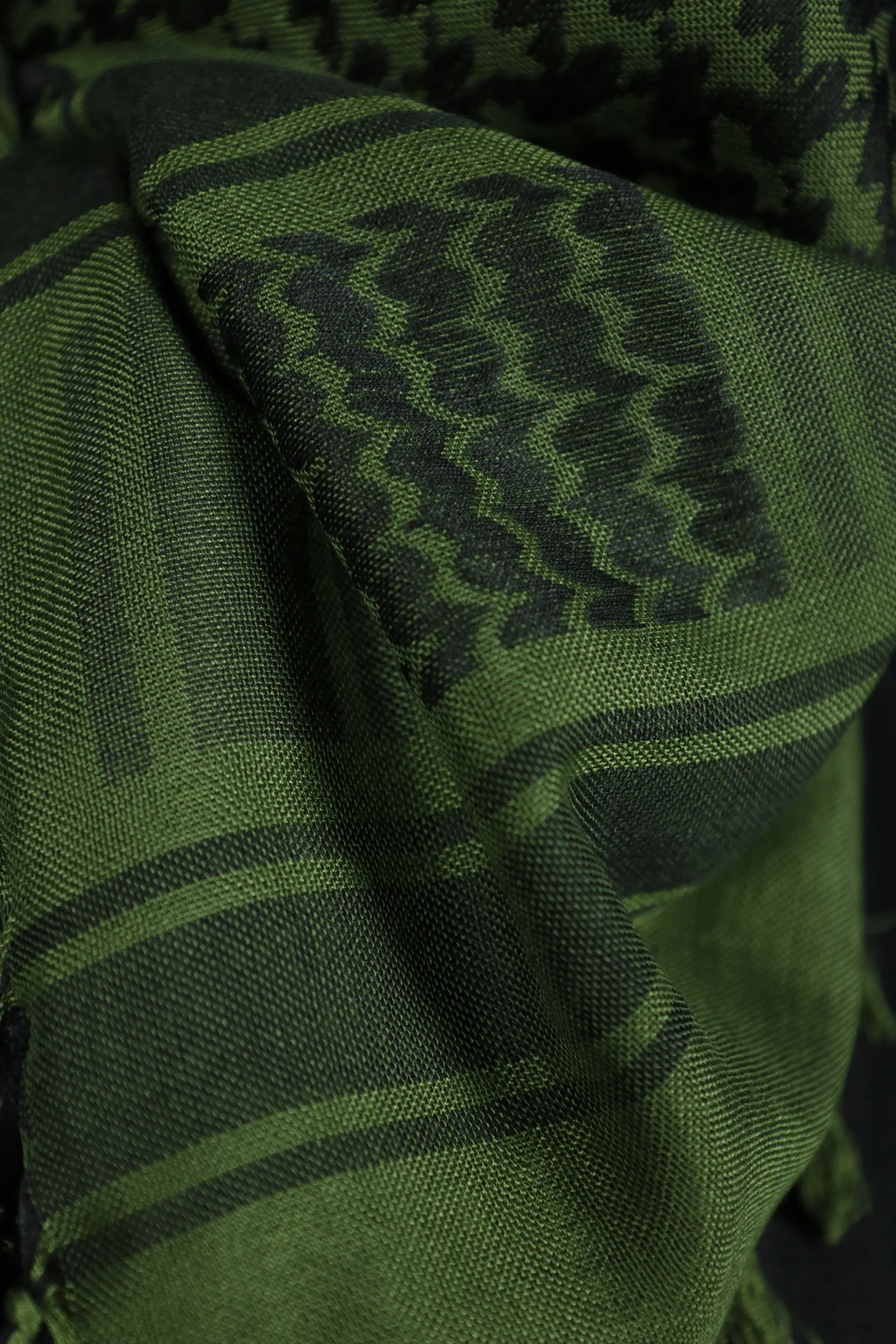 Arabic Sheik Print Shemagh Scarf | Black and Olive Face Scarf