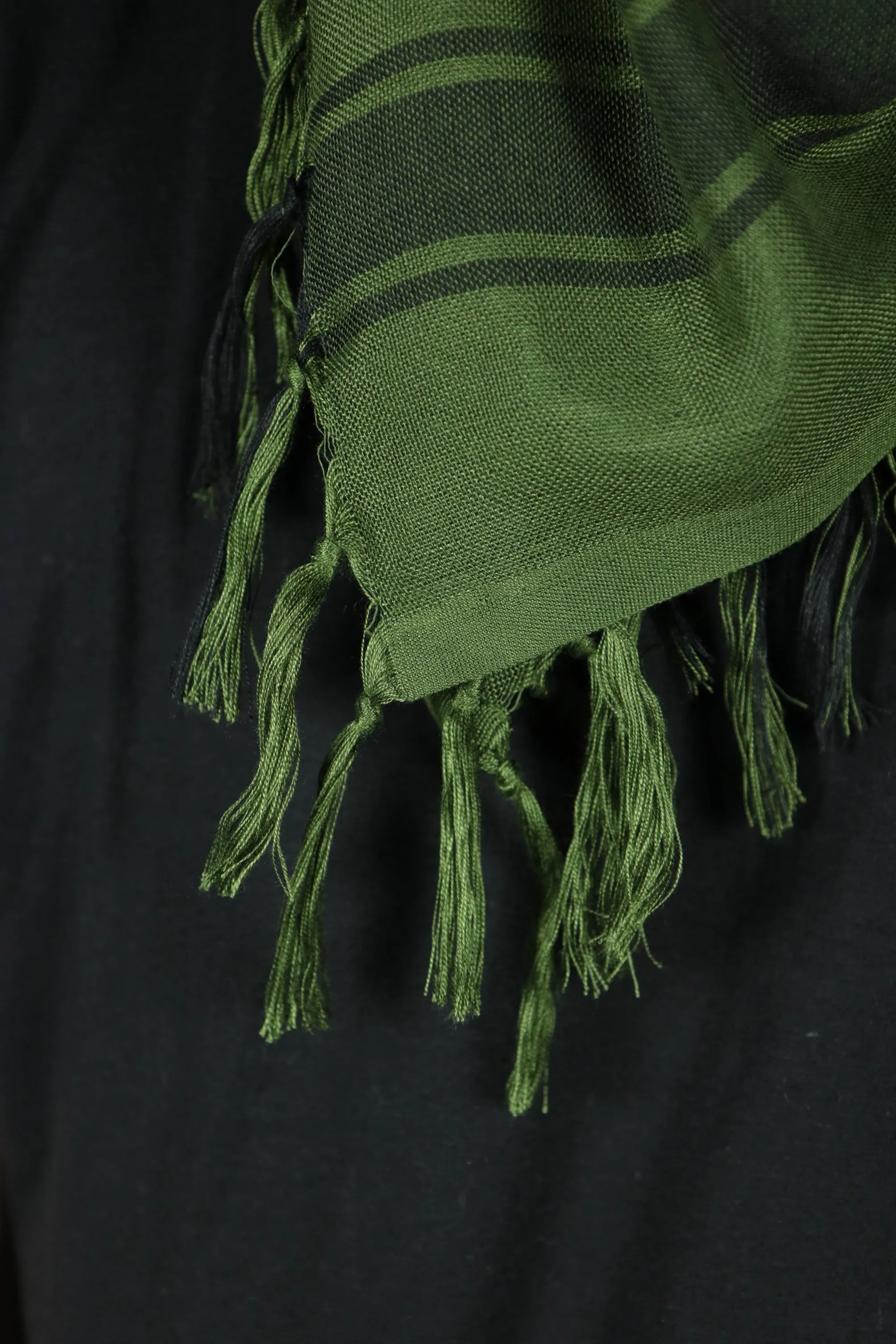 Arabic Sheik Print Shemagh Scarf | Black and Olive Face Scarf