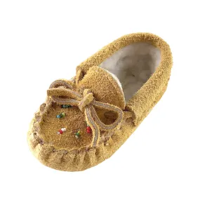 Baby Moose Hide Suede Fleece Lined Beaded Moccasins