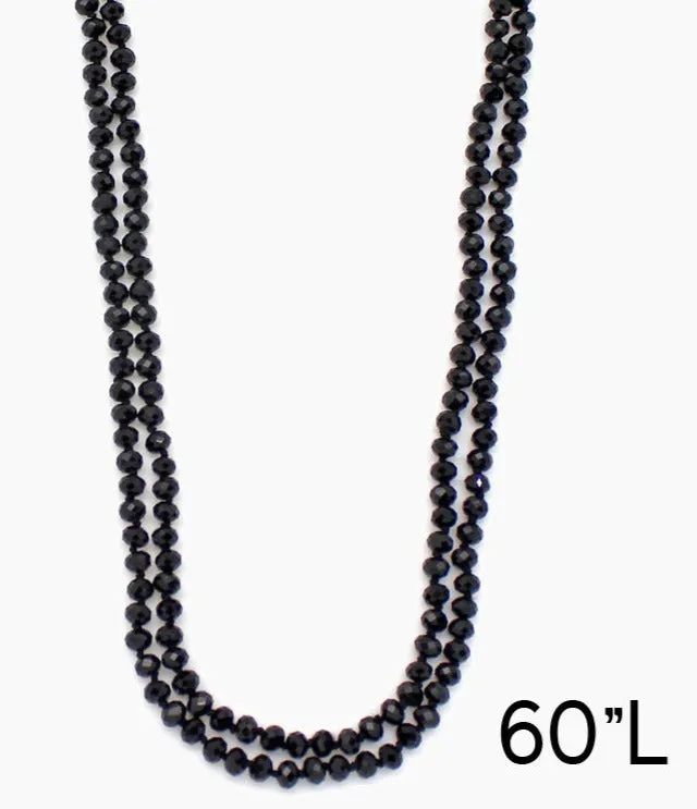 *Black Crystal Long 60” Layering Necklace*