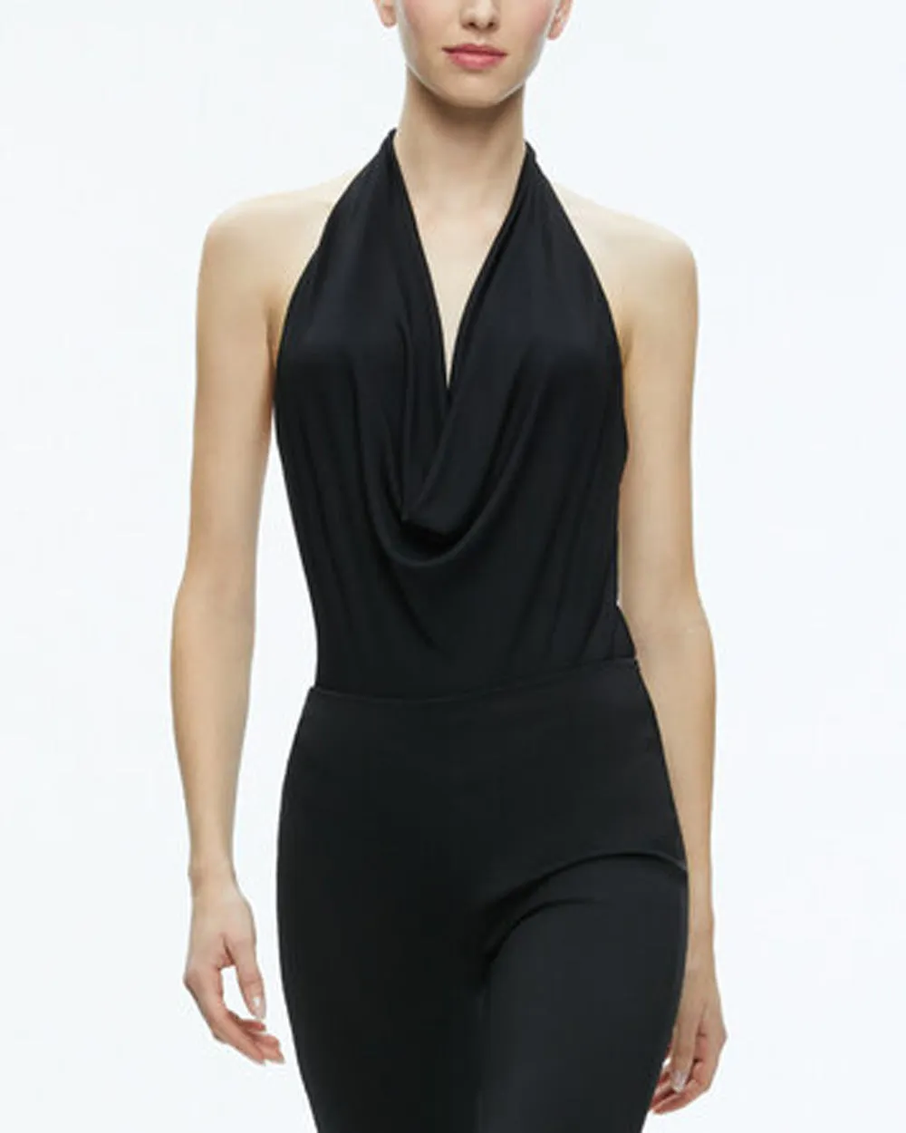 Black Halter Cowl Neck Dani Bodysuit