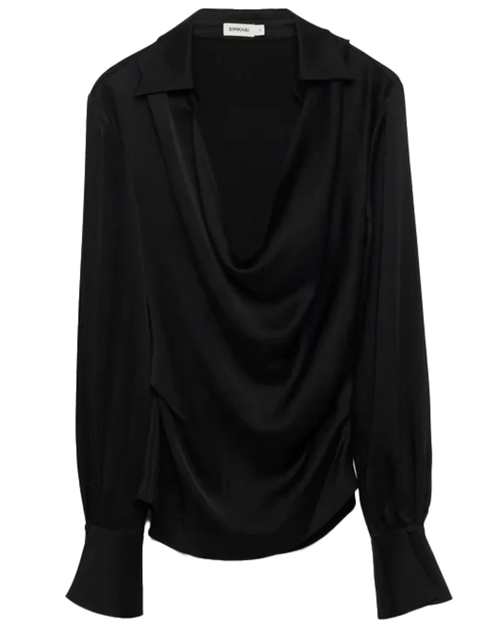 Black Long Sleeve Cowl Neck Symone Blouse