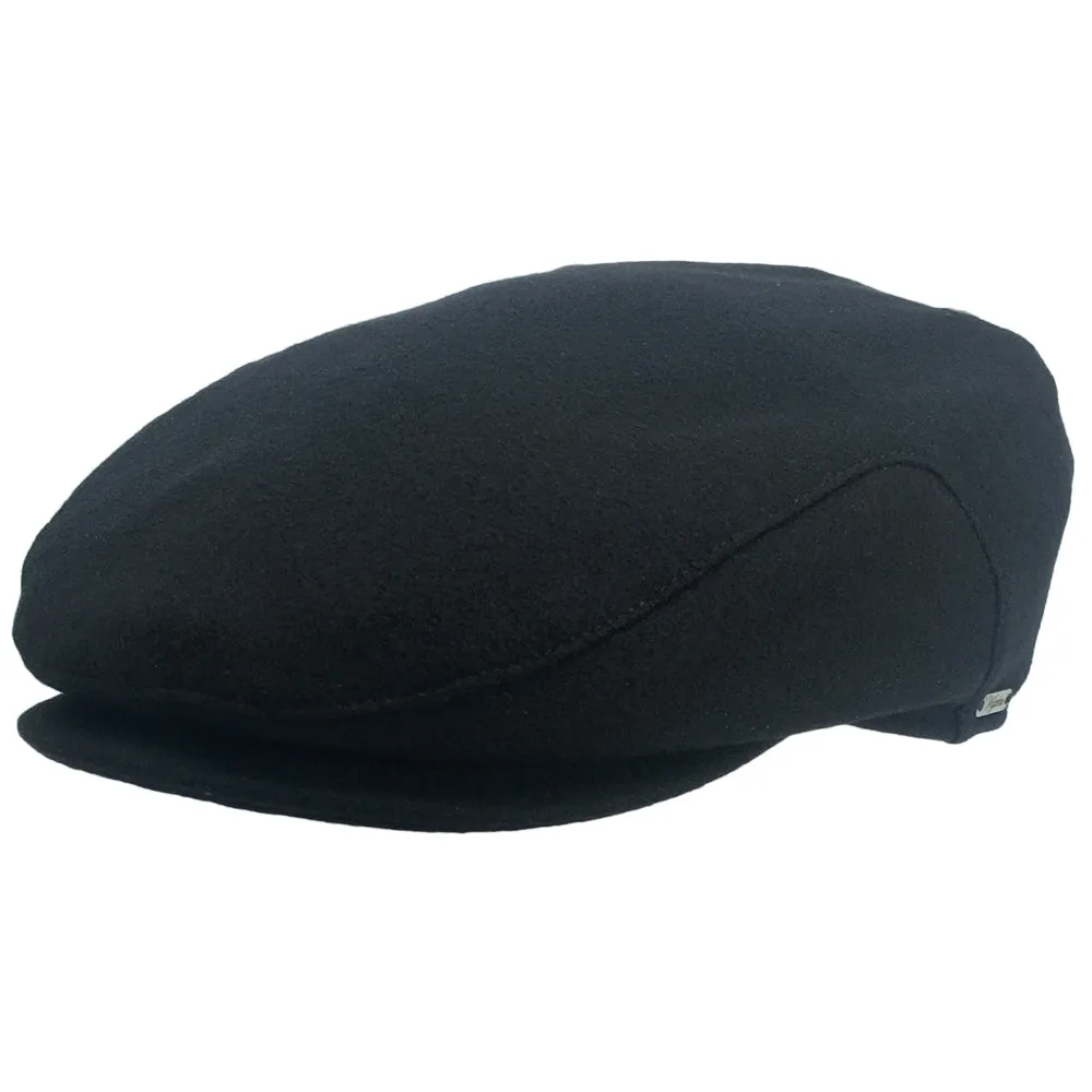 Black Soft Wool Driving Cap with Ear Flaps