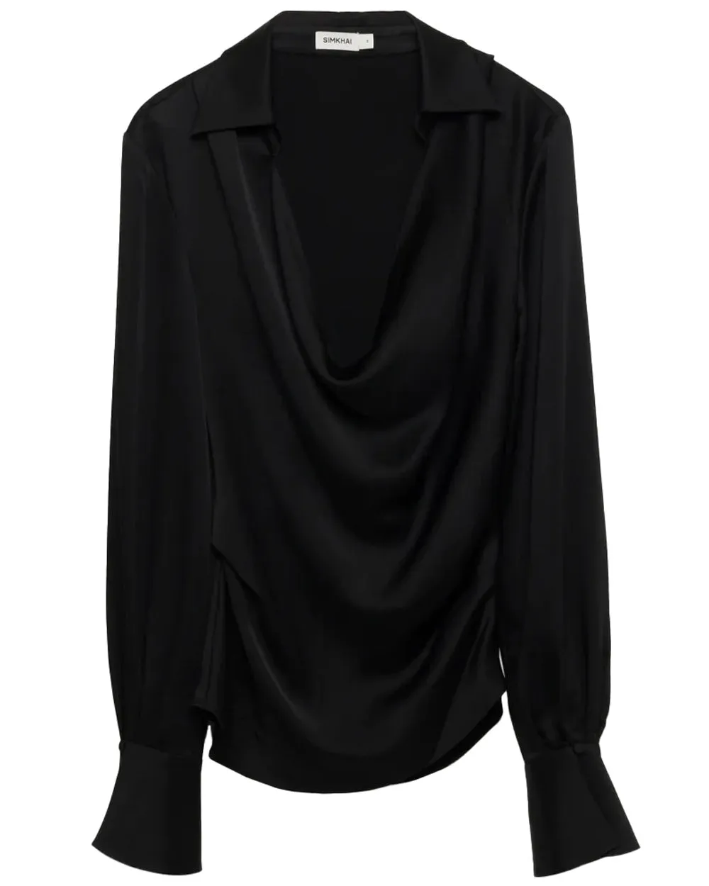 Black Symone Long Sleeve Cowl Neck Top