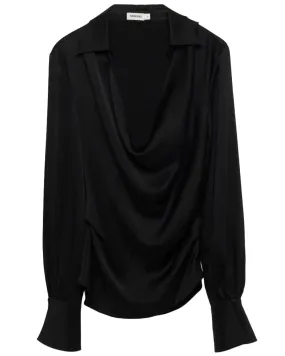 Black Symone Long Sleeve Cowl Neck Top