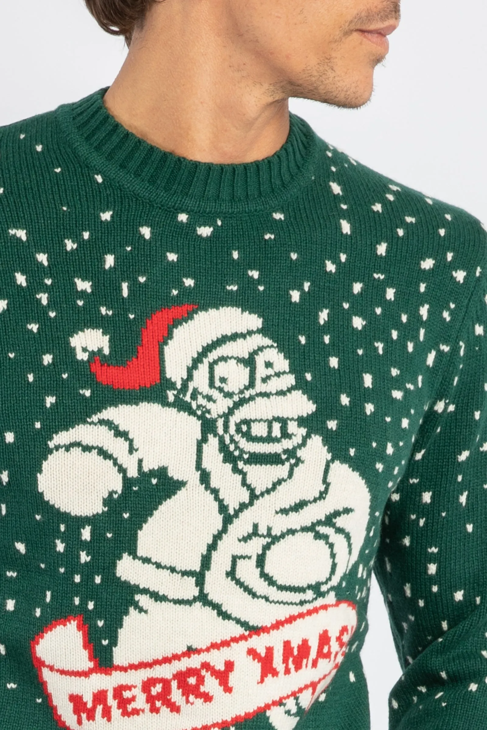 Bombardino Light maglia da uomo in misto cashmere con stampa Homer Merry Xmas