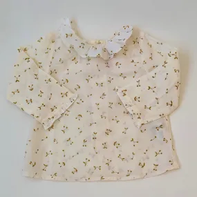 Bonpoint Cream Cotton Blouse With Gold Cherry Print : 18 Months