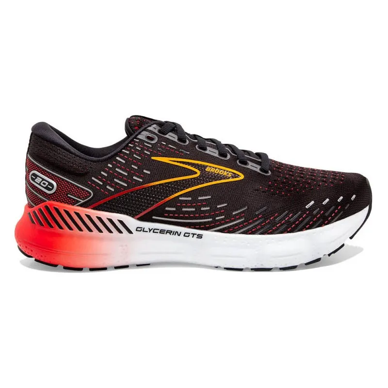 BROOKS GLYCERIN GTS 20 BLACK/BLACKENED PEARL/FIERY RED FOR MEN'S