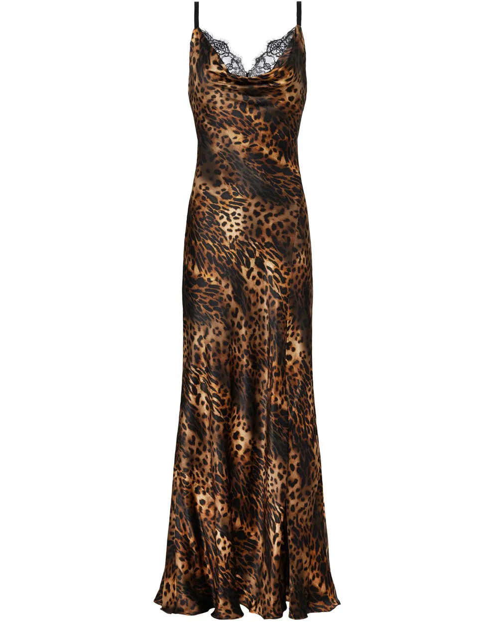 Brown Cheetah Venice Cowl Neck Gown