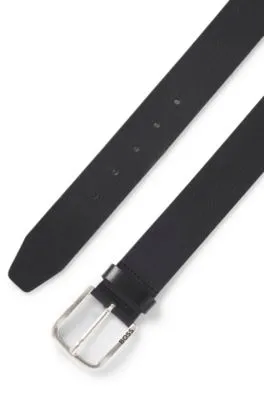 Buffalo-leather belt with branded pin buckle