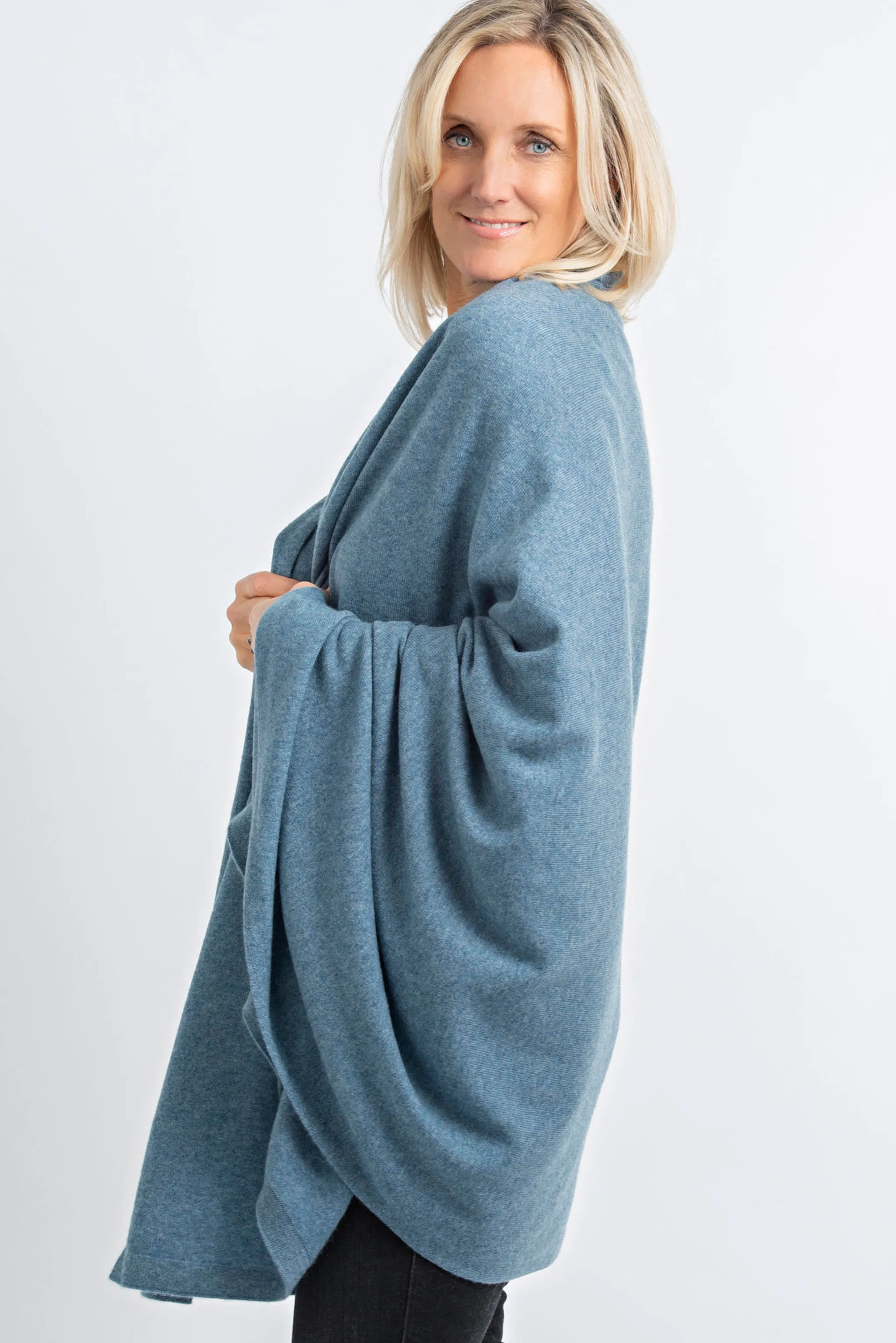 Cashmere Blanket Travel Wrap | Jeans Blue