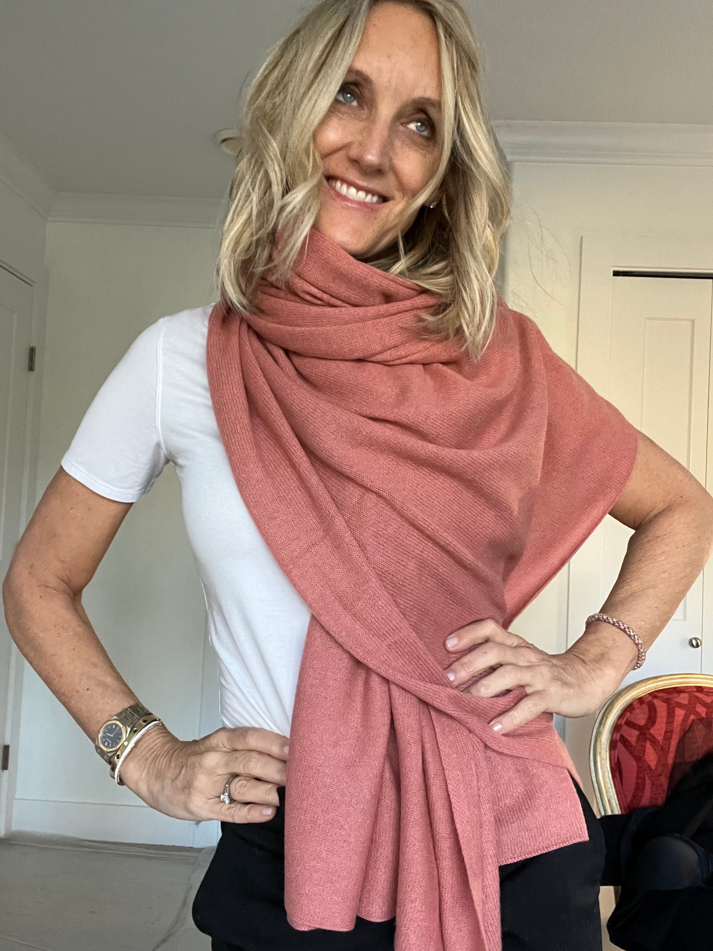 Cashmere Euro Wrap | Coral