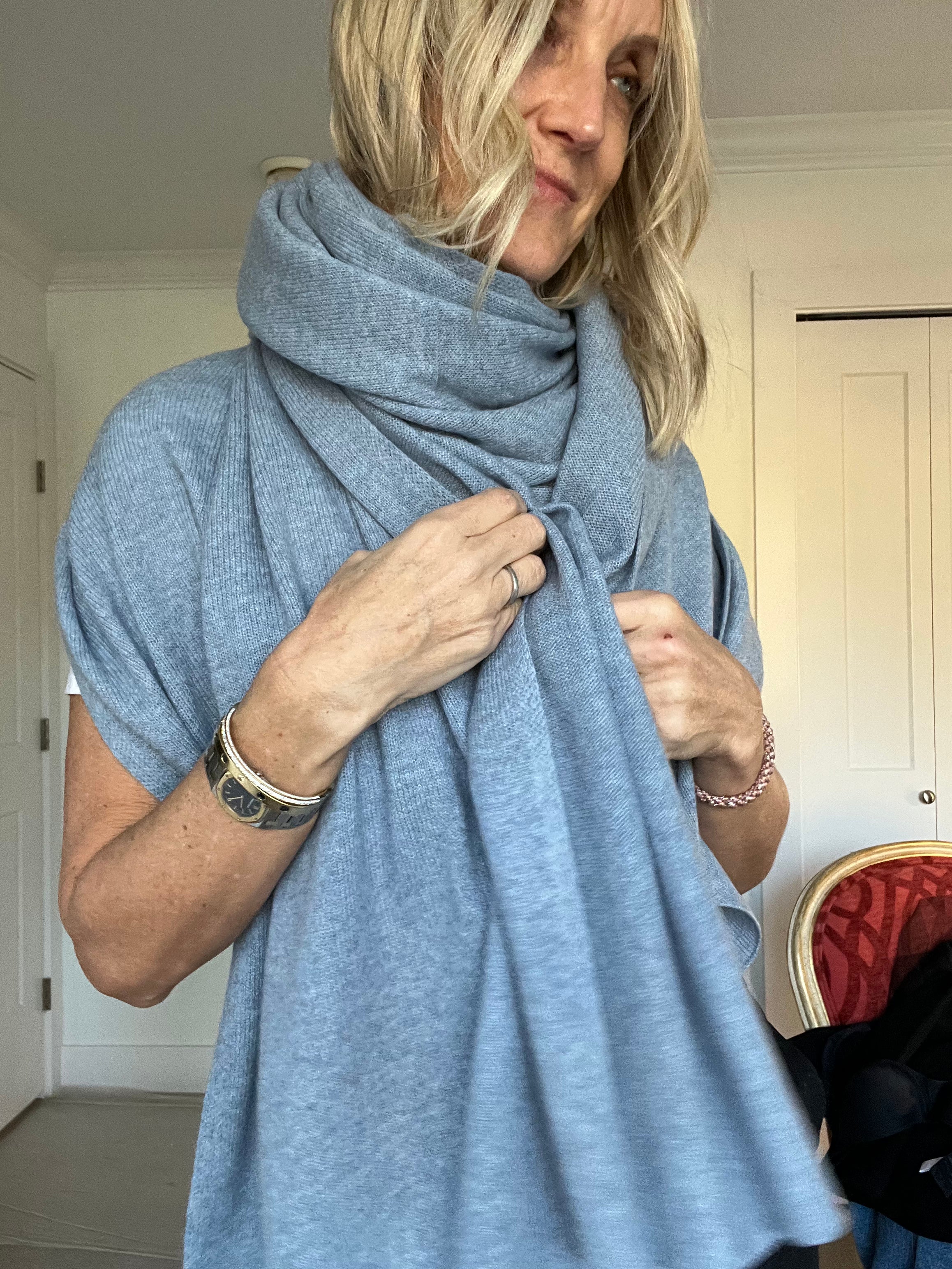 Cashmere Euro Wrap | Light Denim