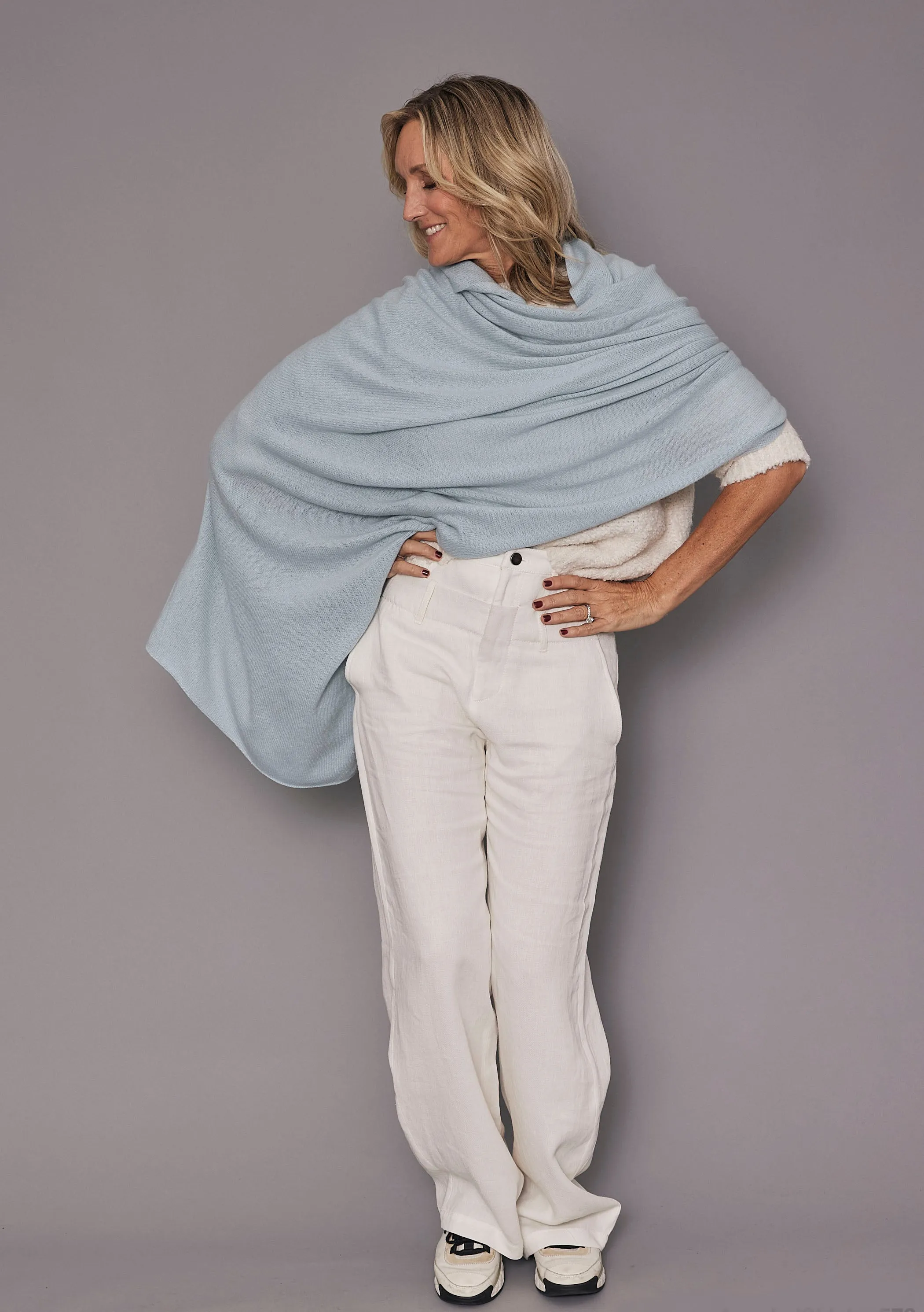 Cashmere Euro Wrap | Pale Blue