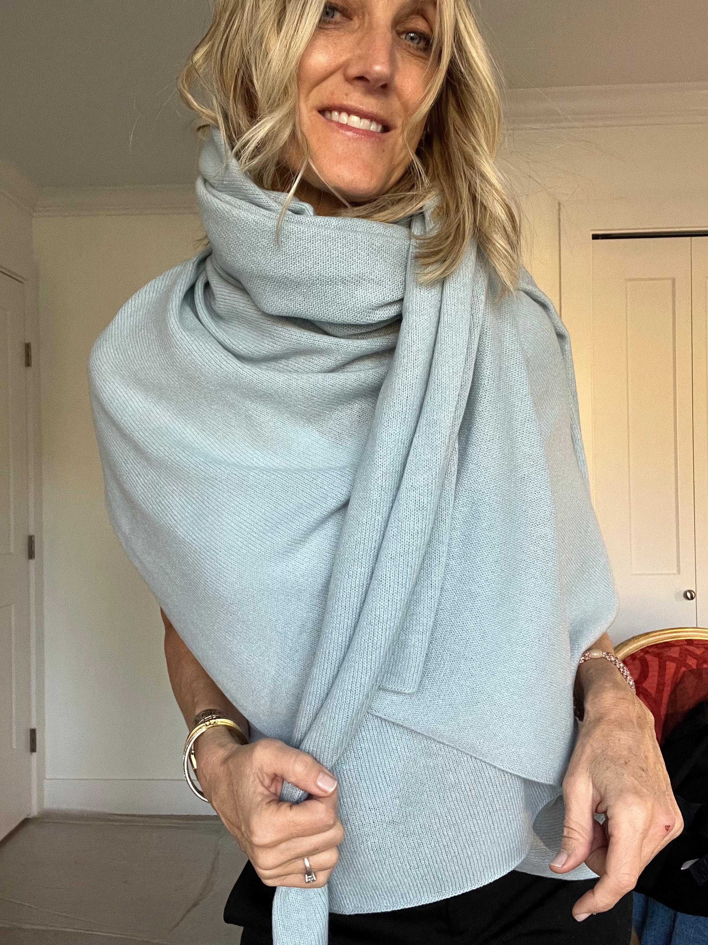 Cashmere Euro Wrap | Pale Blue