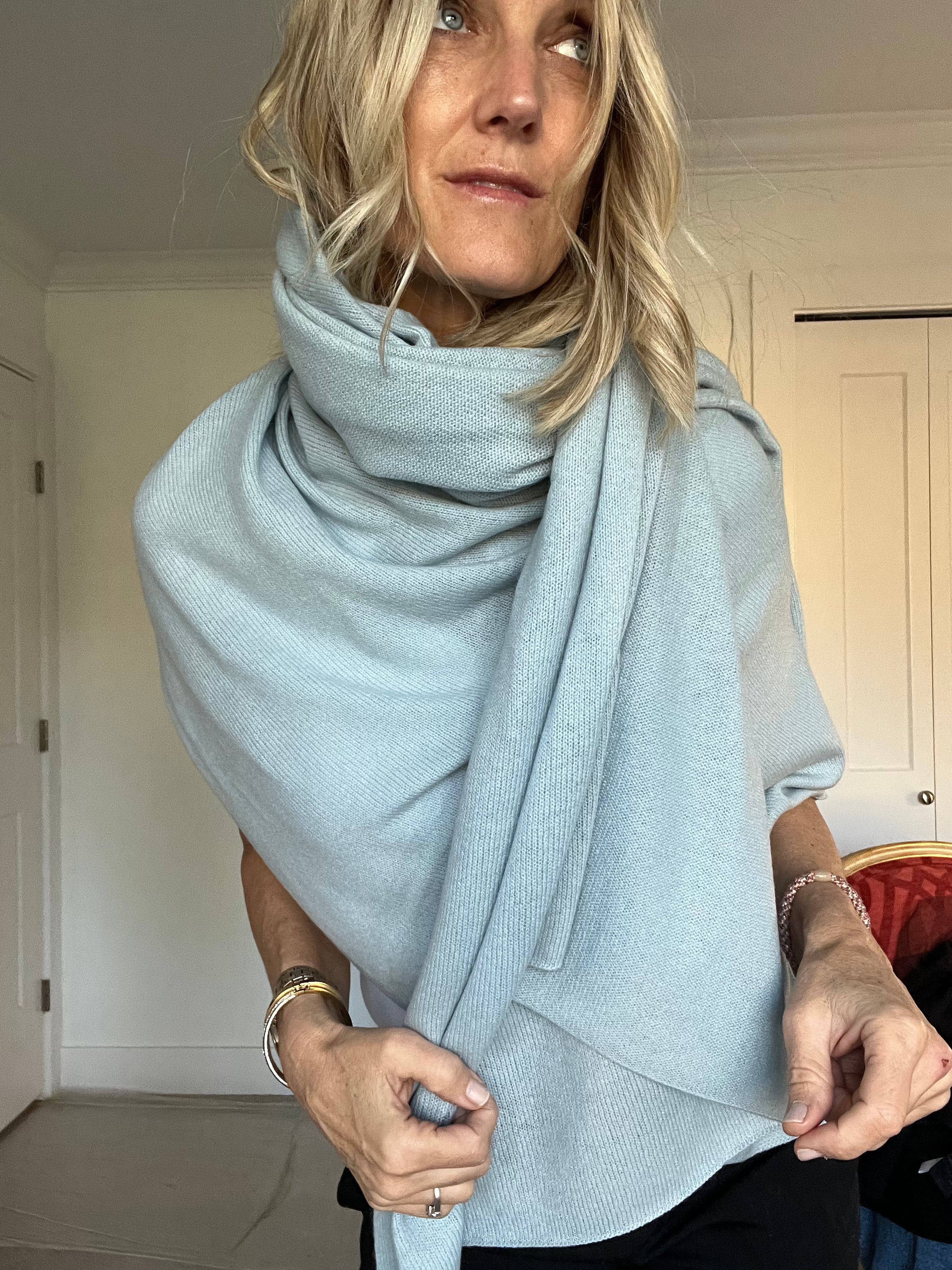 Cashmere Euro Wrap | Pale Blue