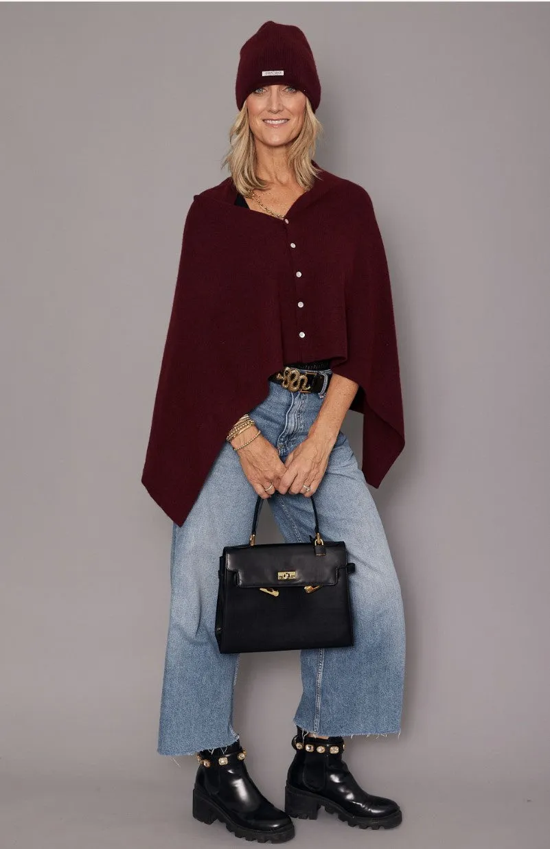 Cashmere Poncho Rich Burgundy | Shiraz