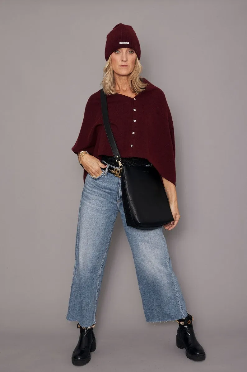 Cashmere Poncho Rich Burgundy | Shiraz