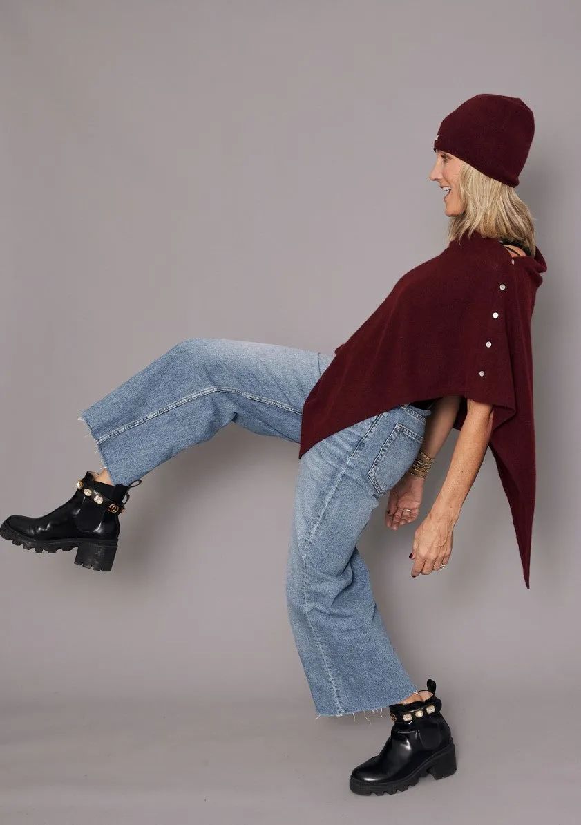 Cashmere Poncho Rich Burgundy | Shiraz