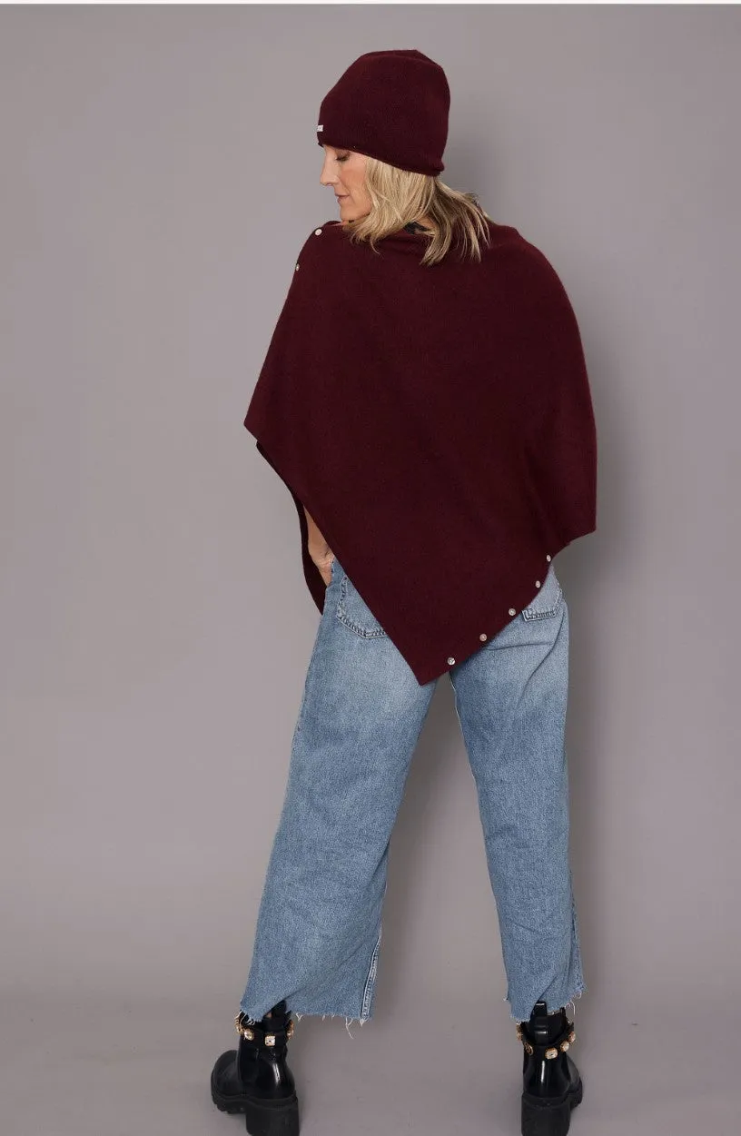 Cashmere Poncho Rich Burgundy | Shiraz