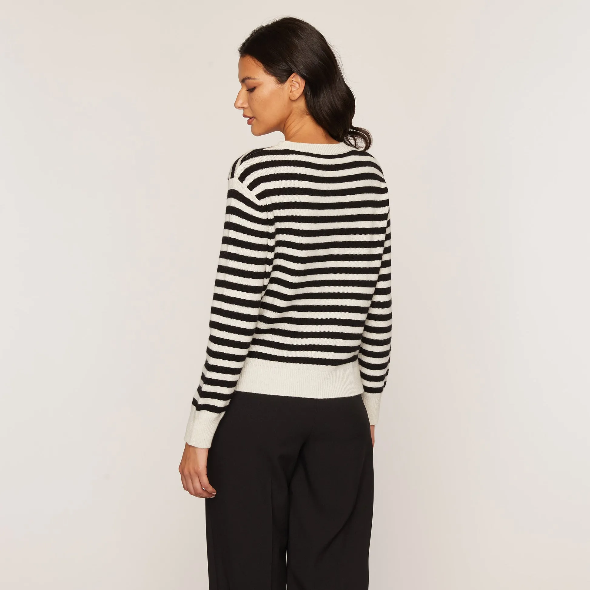 Cashmere Project Cashmere Striped Heart Crew