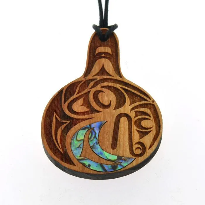 Cherry Wood Pendant with Abalone | Traveler (Orca) by Shain Jackson