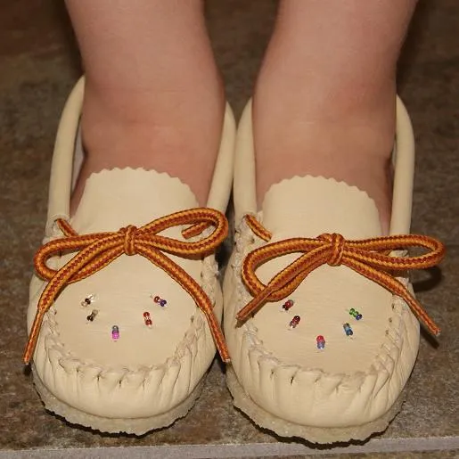 Children's Crepe Sole Leather Beaded Moccasins