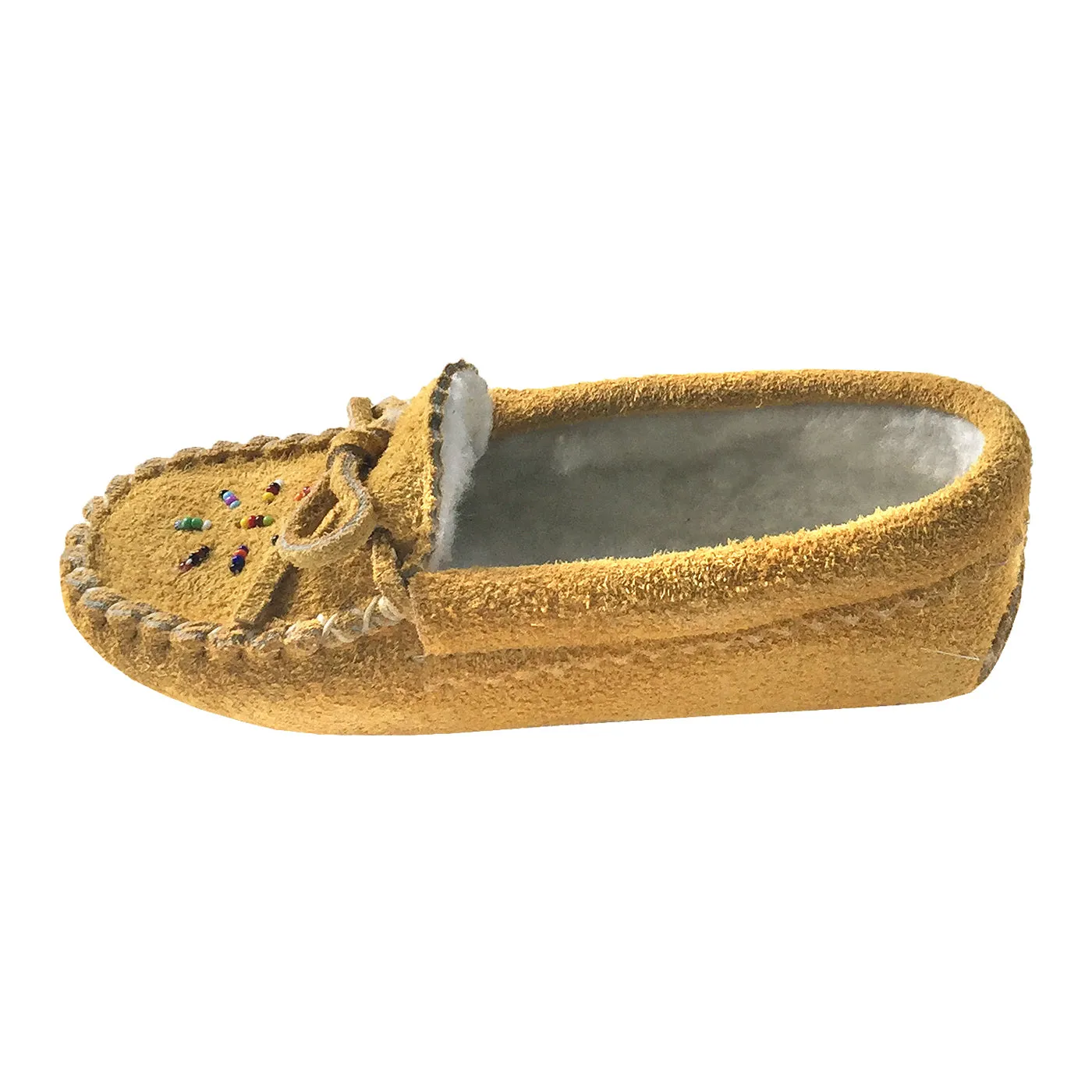 Children's Moose Hide Suede Fleece Lined Beaded Moccasins