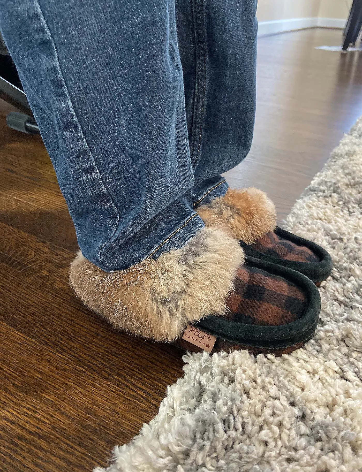 Children's Rabbit Fur Trim Wool Slippers (Final Clearance)