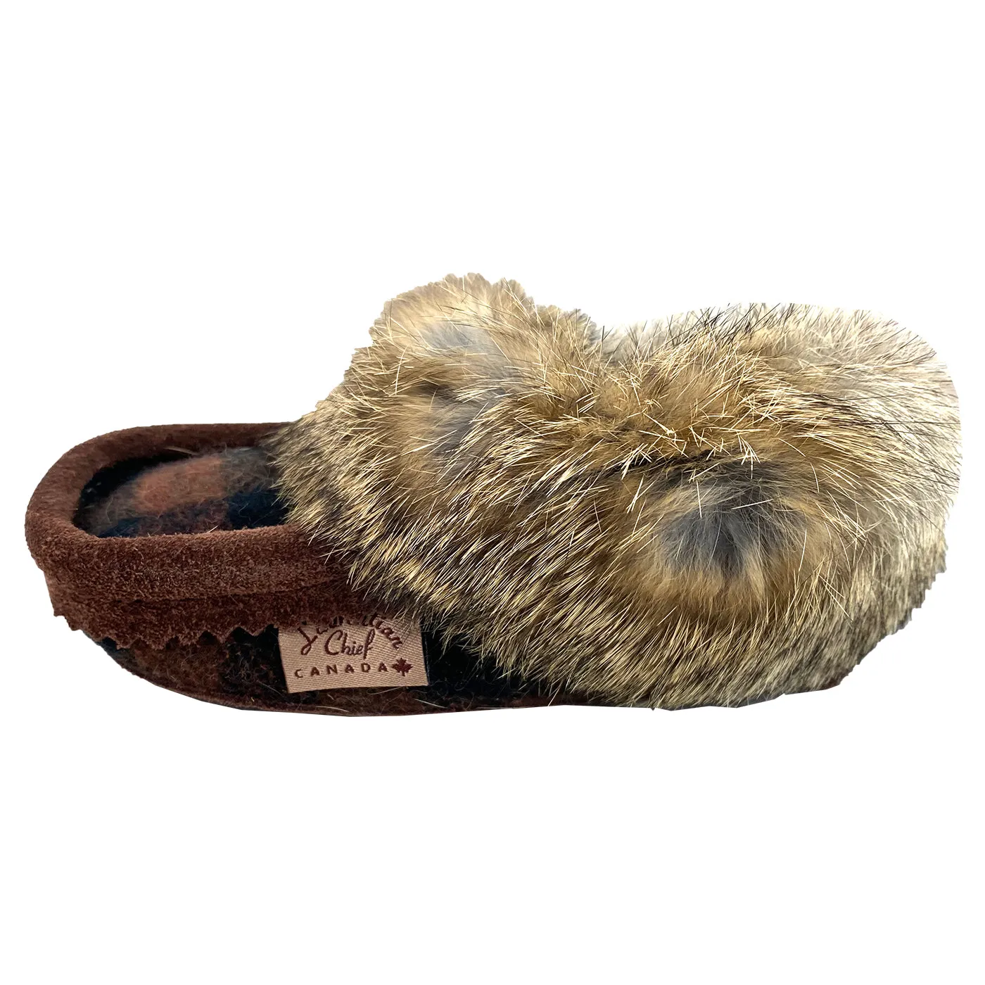 Children's Rabbit Fur Trim Wool Slippers (Final Clearance)