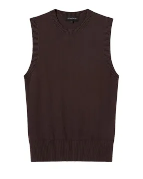 Chocolate Cotton Cashmere Crew Neck Tank