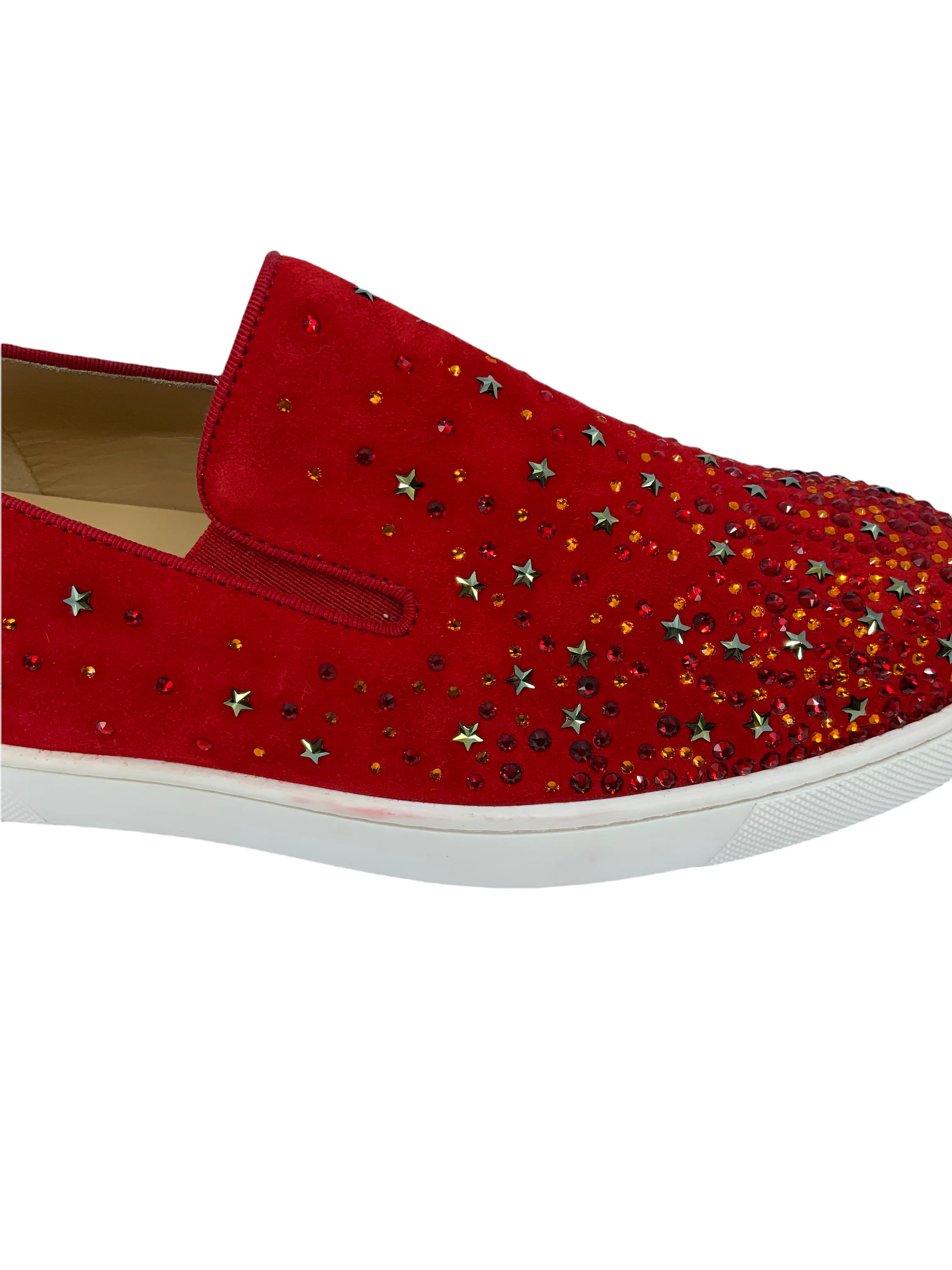 Christian Louboutin Suede Crystal Star Dolcita Boat Flats Size 9