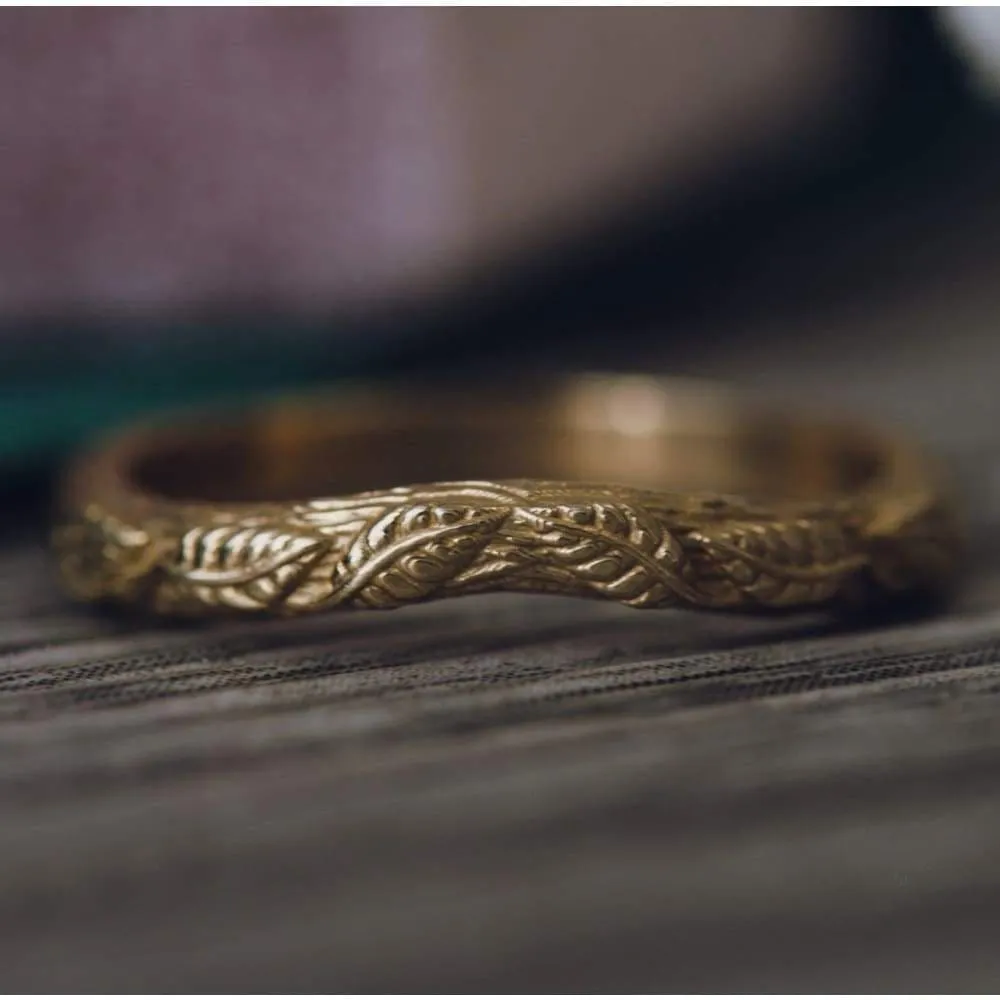 Climbing Leaves - Tree Bark, Leaves nature curved ring