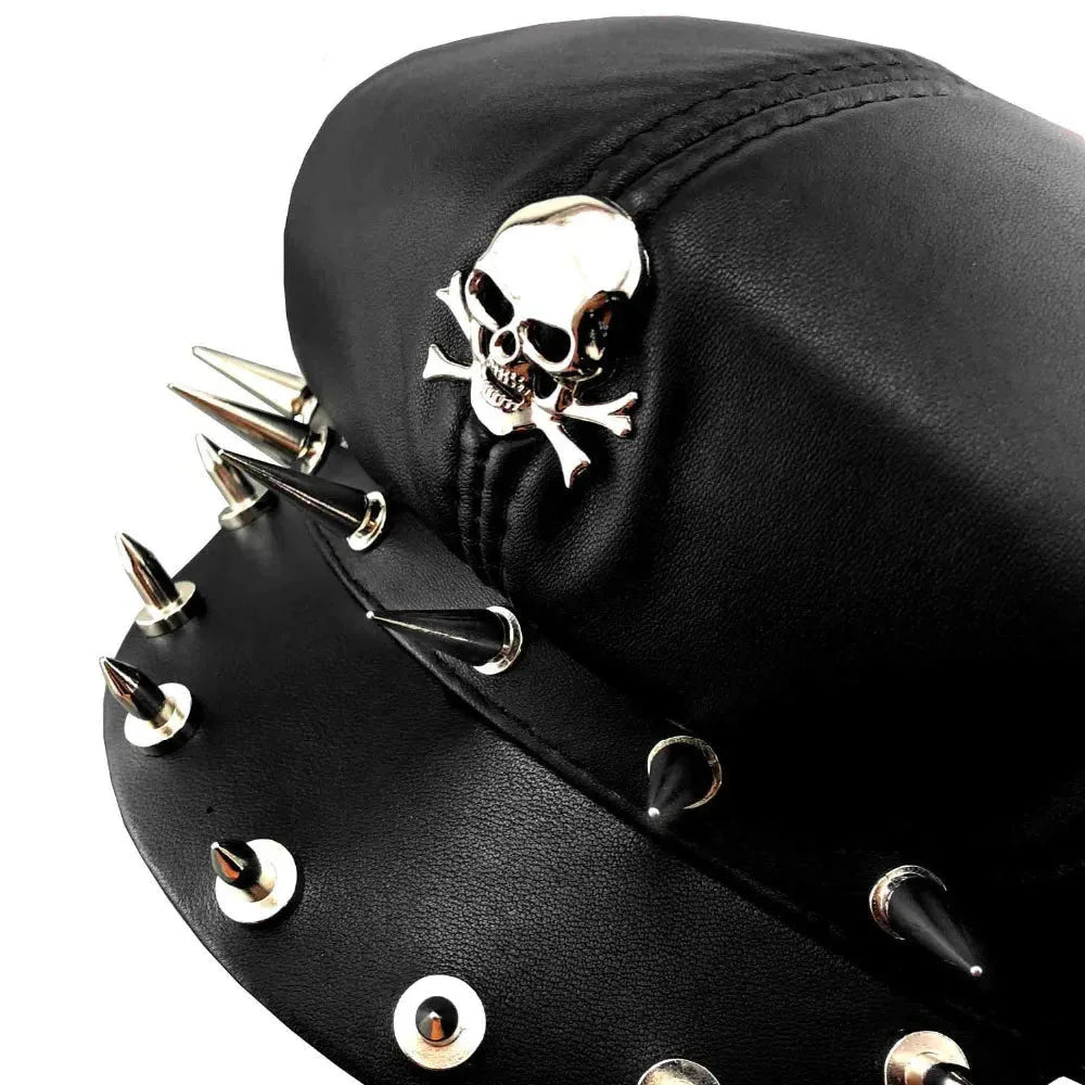 Cool Punk Rock Style Skull Spike Embellished Biker sboy Hat for Men