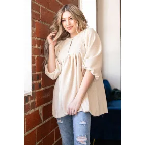 Cream Corded Babydoll Tunic