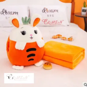 Cute Carrot  Design Crimson Toy Cum Blanket For Kids-GIRI001TKC