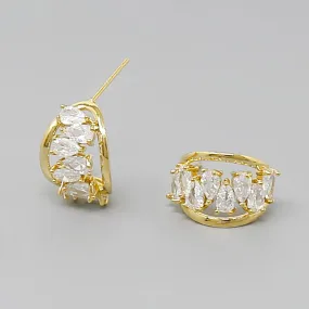 CZ Embellished Curved Stud Earrings