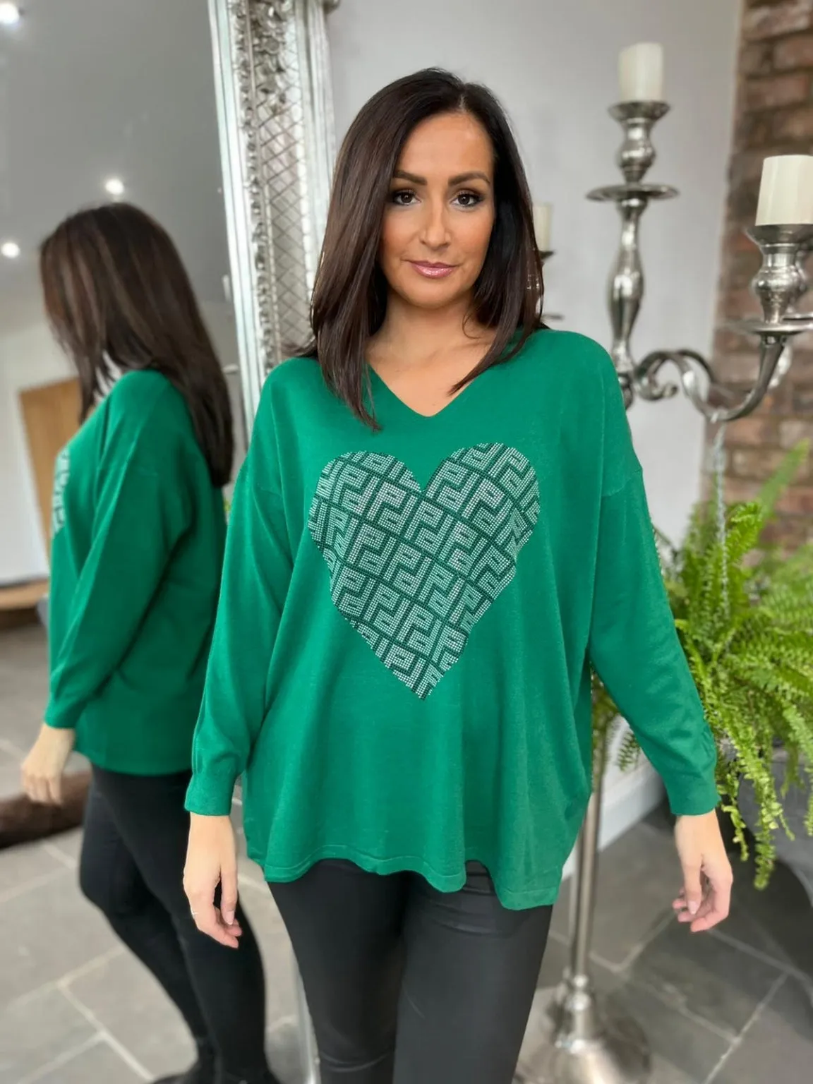 Embellished Pattern Heart Top Alexis