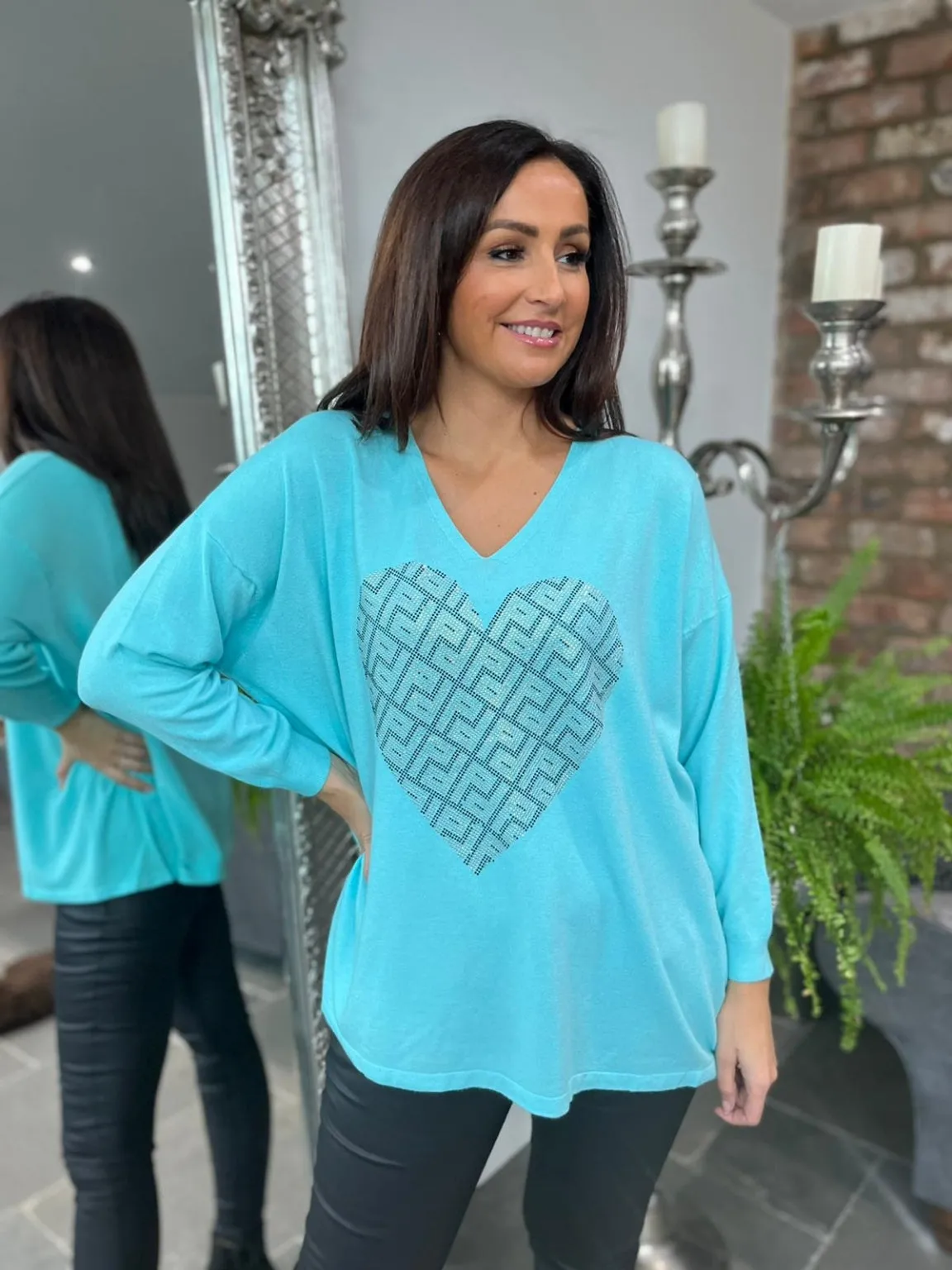 Embellished Pattern Heart Top Alexis