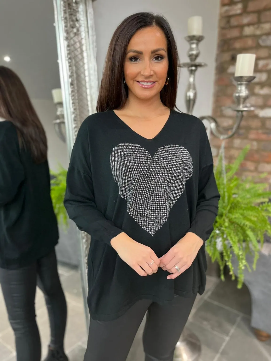 Embellished Pattern Heart Top Alexis