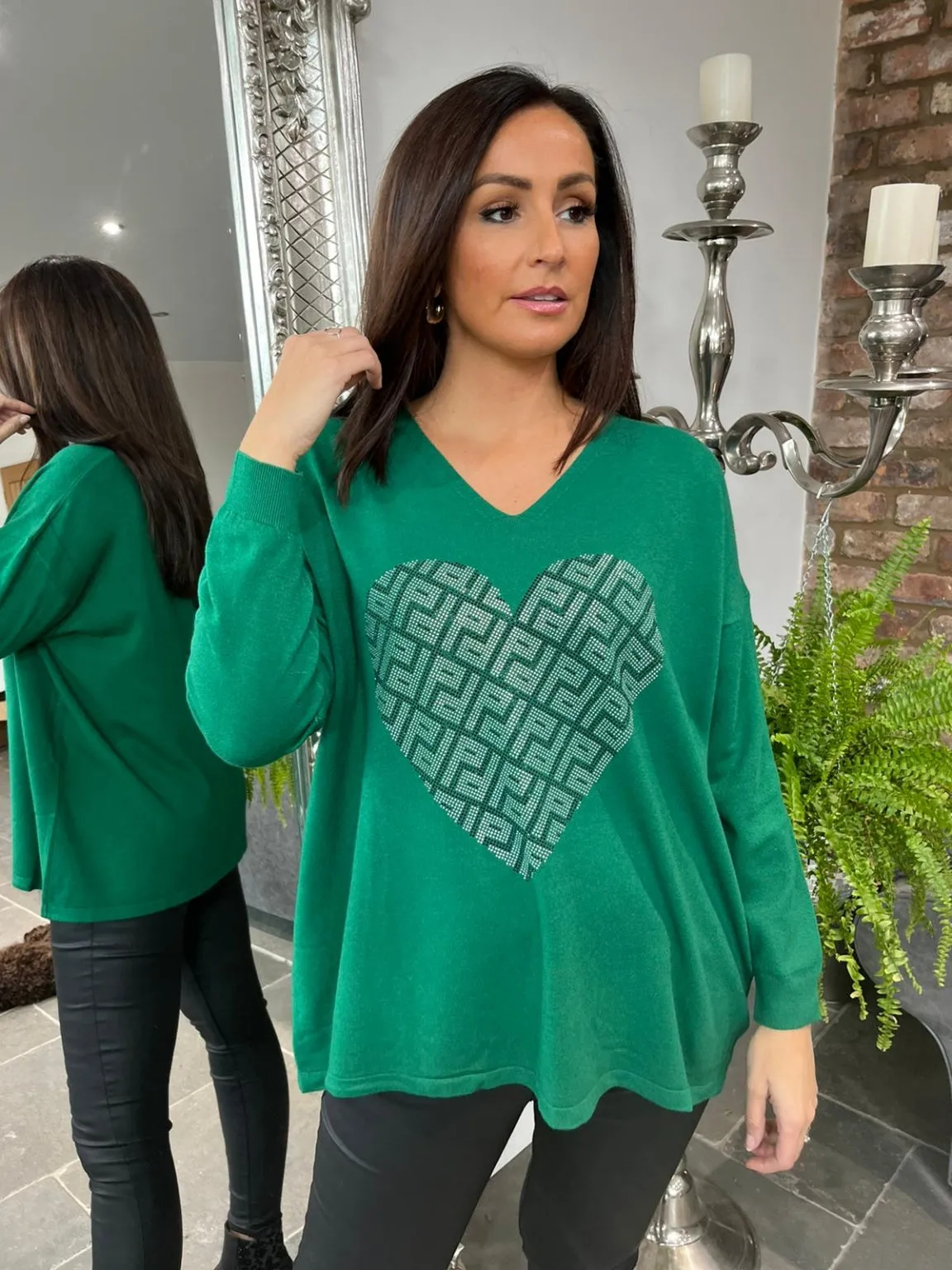 Embellished Pattern Heart Top Alexis